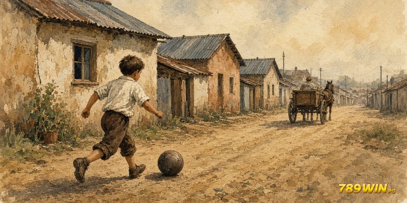 Cậu bé Di Stefano đá bóng trên phố Barracas ở Buenos Aires