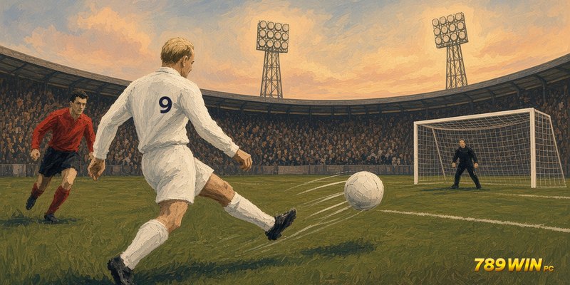 Di Stefano số 9 áo trắng dứt điểm trong trận chung kết ở Hampden Park
