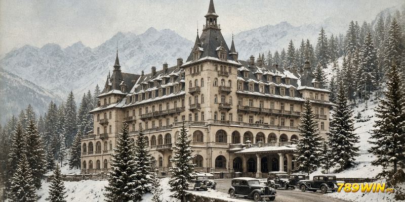 Khách sạn Panhans trên đèo Semmering thập niên 1930 giữa rừng thông và núi tuyết