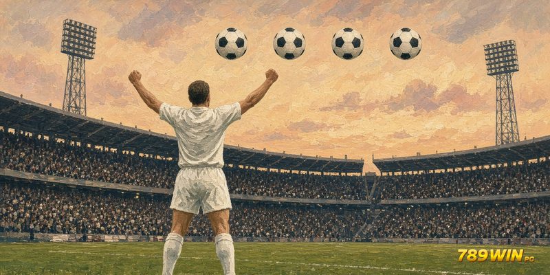 Puskas áo trắng ăn mừng trong trận chung kết ở Hampden Park