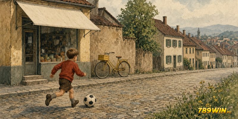 Cậu bé đá bóng trên phố Giesing ở Munich