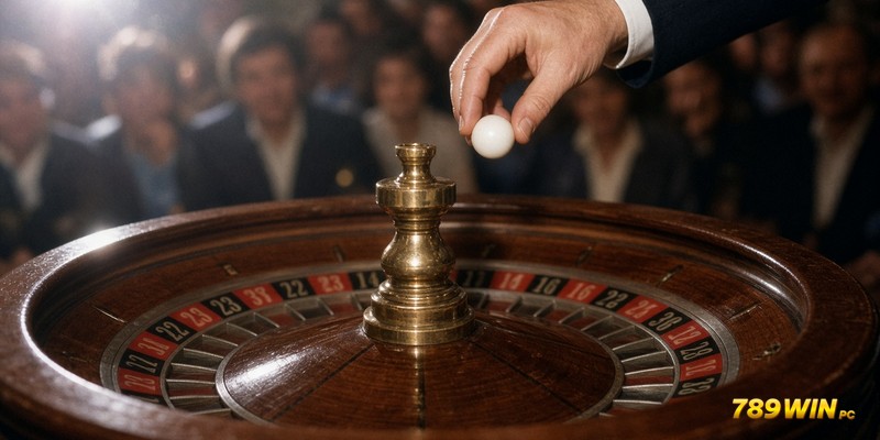 Bàn roulette thập niên 1970 trong sảnh Zandvoort với viên bi đầu tiên được thả